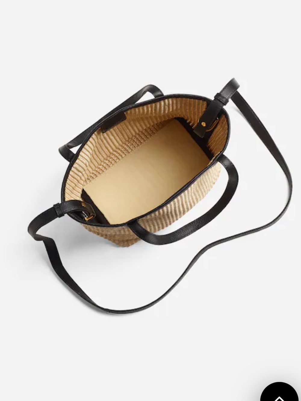 Madewell Mini Shopper Tote in True Black Multi - Leather-Trimmed Straw - Picture 3 of 13